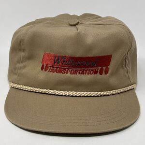 Vintage Whitewood Transportation Hat Baseball Cap Cord Rope Strapback USA Beige